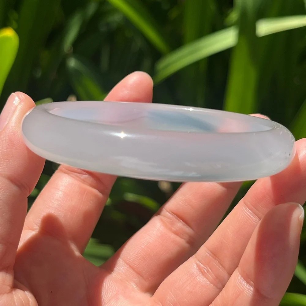 60.5mm‎ inner diameter grayish blue agate bangle 0153